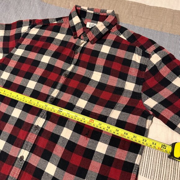 Croft & Barrow Casual Button Down Mens Large Red Plaid Rugged Flannel Shirt - Picture 3 of 6